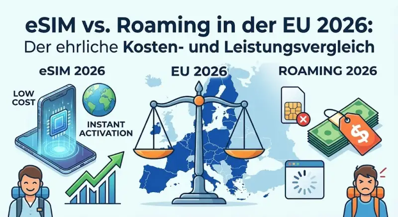 eSIM vs. Roaming in der EU 2026: Der ehrliche Kosten- und Leistungsvergleich