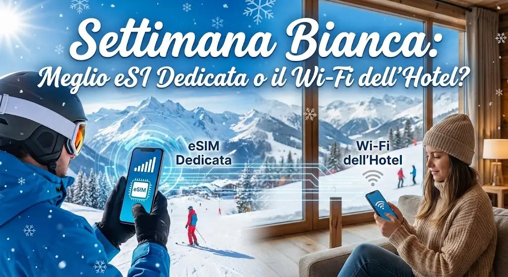 Settimana Bianca: Meglio eSIM Dedicata o il Wi-Fi dell'Hotel?