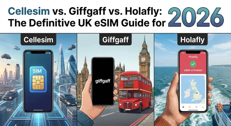 Cellesim vs. Giffgaff vs. Holafly: The Definitive UK eSIM Guide for 2026