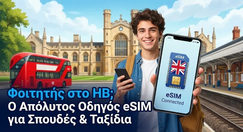 Φοιτητής στο ΗΒ; Ο Απόλυτος Οδηγός eSIM για Σπουδές & Ταξίδια