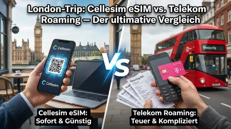 London-Trip: Cellesim eSIM vs. Telekom Roaming – Der ultimative Vergleich