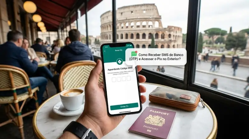 Como Receber SMS de Banco (OTP) e Acessar o Pix no Exterior?
