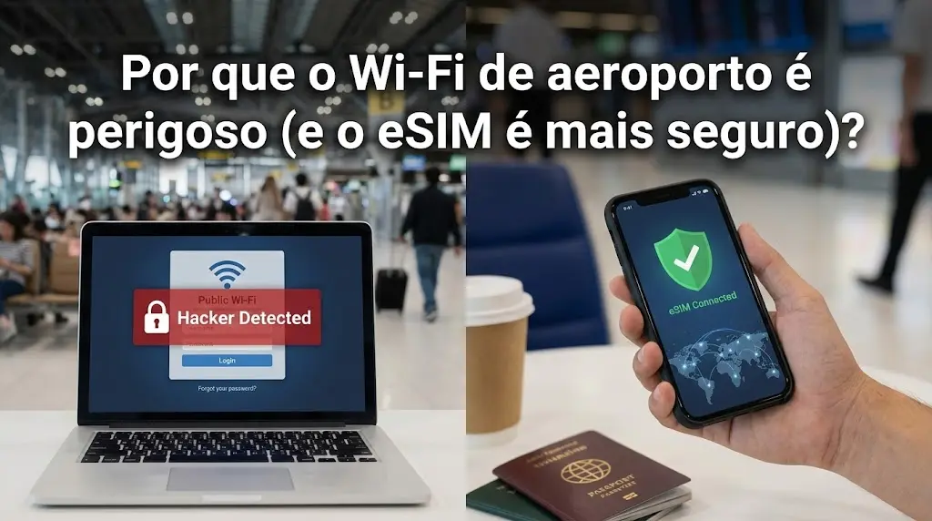 Por que o Wi-Fi de aeroporto é perigoso (e o eSIM é mais seguro)?