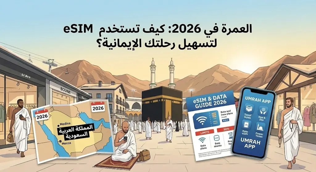 العمرة في 2026: كيف تستخدم eSIM لتسهيل رحلتك الإيمانية؟