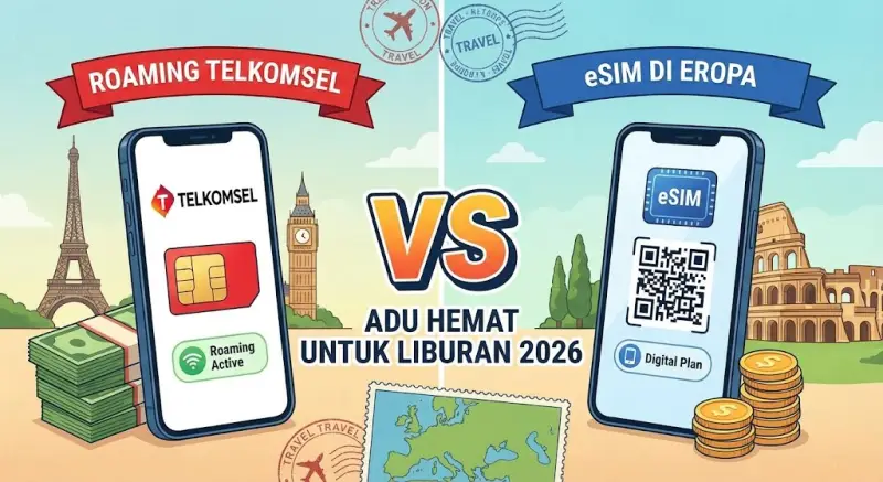 Roaming Telkomsel vs eSIM di Eropa: Adu Hemat untuk Liburan 2026