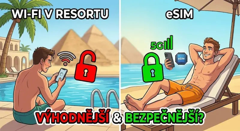 Wi-Fi v egyptském resortu vs. eSIM: Co je výhodnější a bezpečnější?
