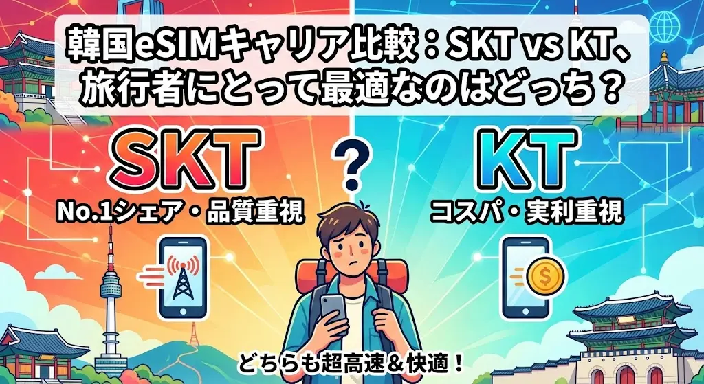 韓国eSIMキャリア比較：SKT vs KT、旅行者にとって最適なのはどっち？