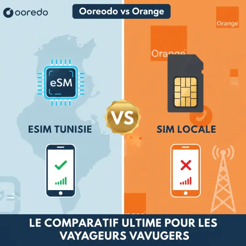 eSIM Tunisie ou SIM Locale : Le Comparatif Ultime pour les Voyageurs (Ooredoo vs Orange)