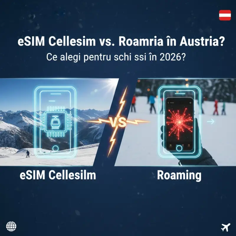 eSIM Cellesim vs. Roaming în Austria: Ce alegi pentru schi în 2026?