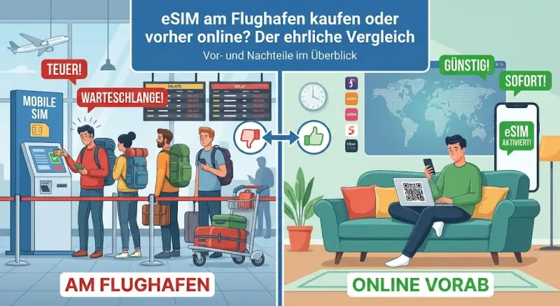 eSIM am Flughafen kaufen oder vorher online? Der ehrliche Vergleich