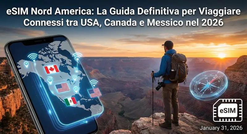 eSIM Nord America: La Guida Definitiva per Viaggiare Connessi tra USA, Canada e Messico nel 2026