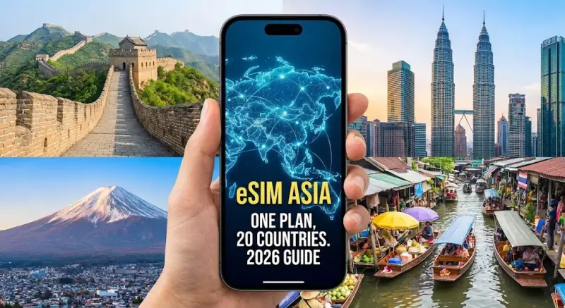 eSIM Azja: Jeden Internet na 20 Krajów. Kompletny Przewodnik 2026