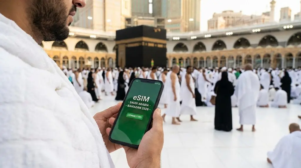 دليلك الكامل لـ eSIM في عمرة رمضان 2026 بالسعودية