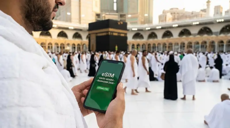 دليلك الكامل لـ eSIM في عمرة رمضان 2026 بالسعودية