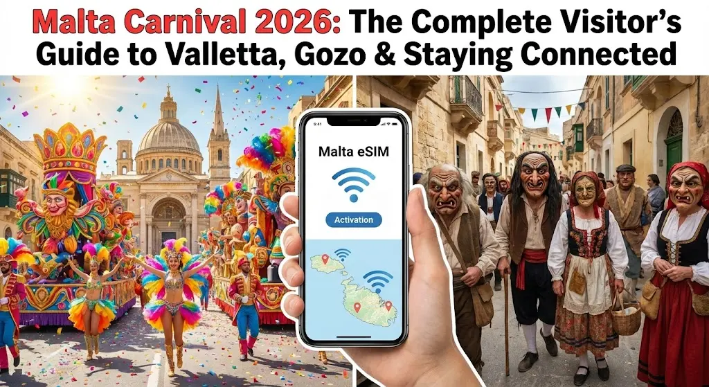 Malta Carnival 2026: The Complete Visitor's Guide to Valletta, Gozo & Staying Connected