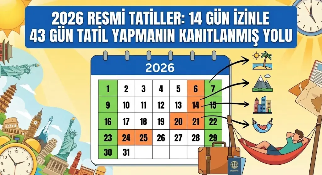 2026 Resmi Tatiller: 14 Gün İzinle 43 Gün Tatil Yapmanın Kanıtlanmış Yolu