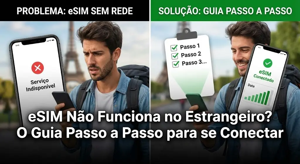 eSIM Não Funciona no Estrangeiro? O Guia Passo a Passo para se Conectar