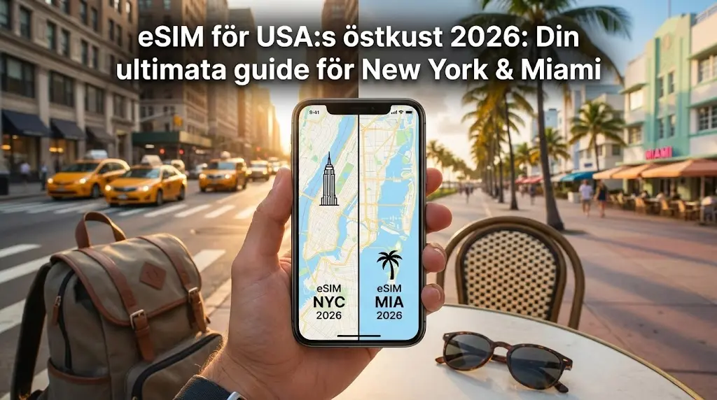 eSIM för USA:s östkust 2026: Din ultimata guide för New York & Miami