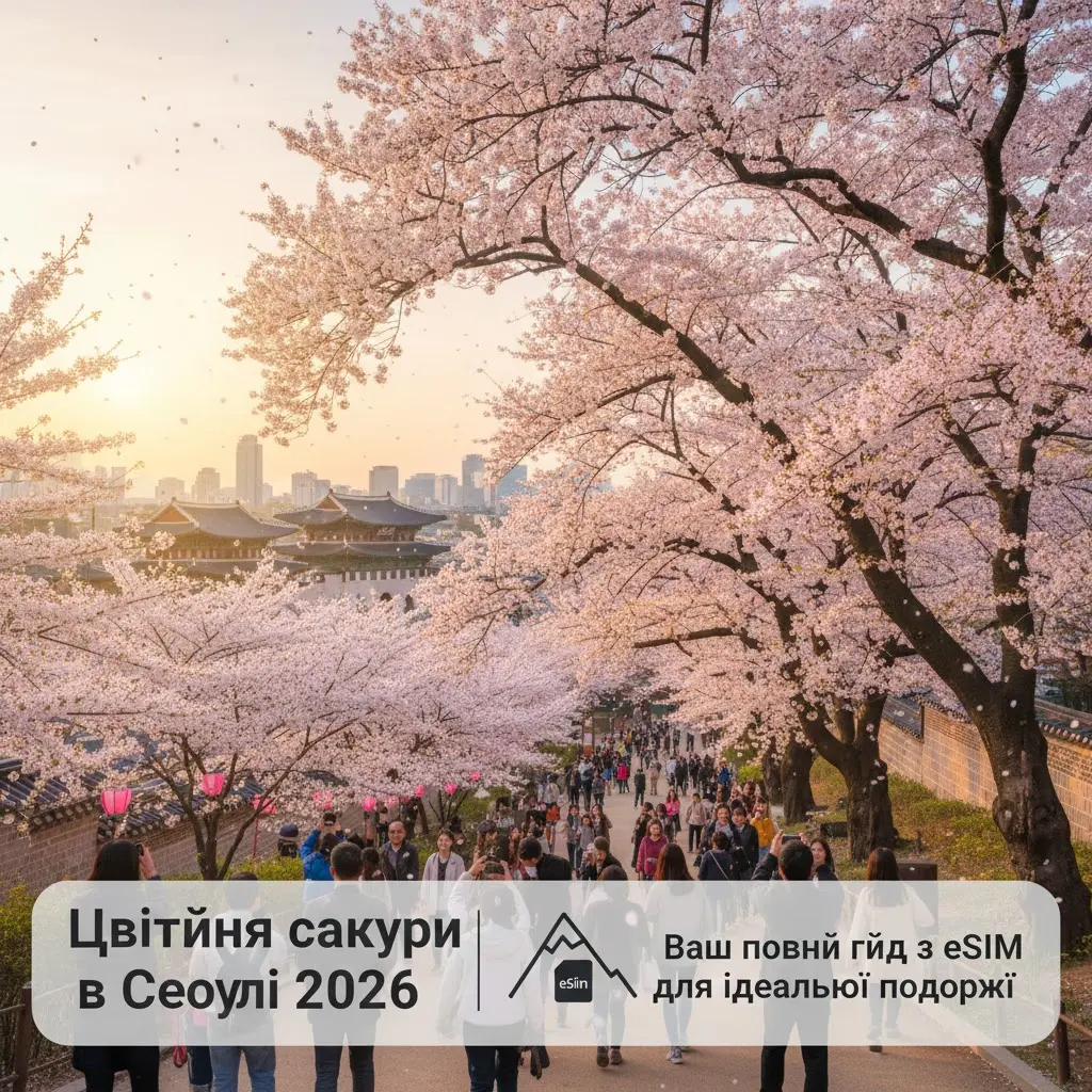 Цвітіння сакури в Сеулі 2026: Ваш повний гід з eSIM для ідеальної подорожі