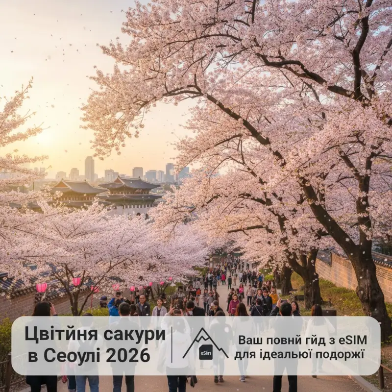 Цвітіння сакури в Сеулі 2026: Ваш повний гід з eSIM для ідеальної подорожі