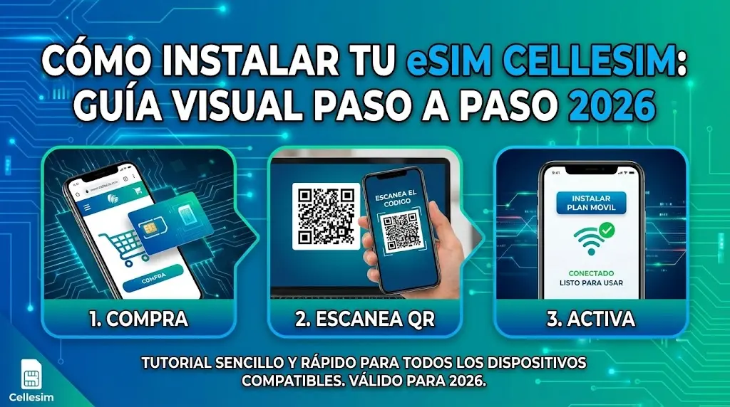Cómo Instalar tu eSIM Cellesim: Guía Visual Paso a Paso 2026
