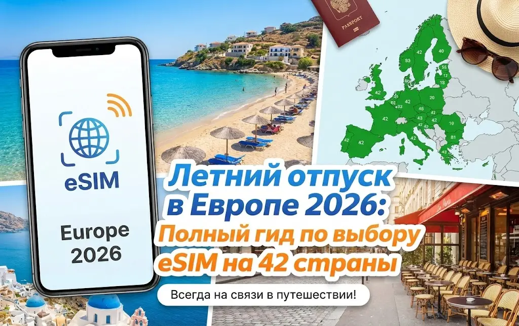 Летний отпуск в Европе 2026: Полный гид по выбору eSIM на 42 страны