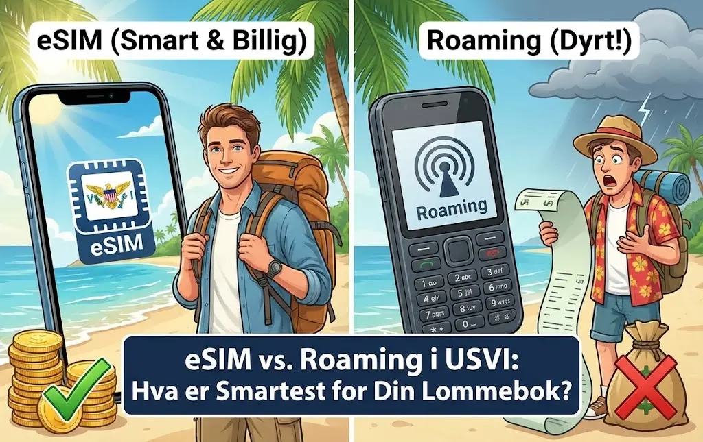 eSIM vs. Roaming i USVI: Hva er Smartest for Din Lommebok?