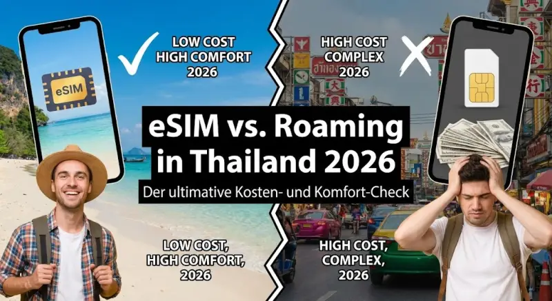eSIM vs. Roaming in Thailand 2026: Der ultimative Kosten- und Komfort-Check