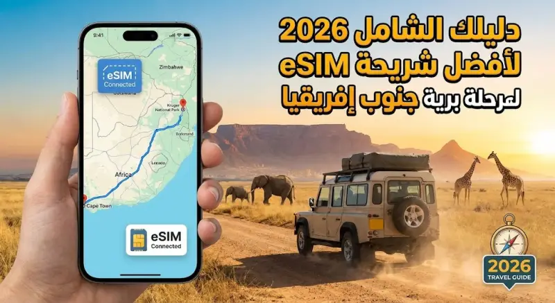 دليلك الشامل 2026 لأفضل شريحة eSIM لرحلة برية في جنوب إفريقيا