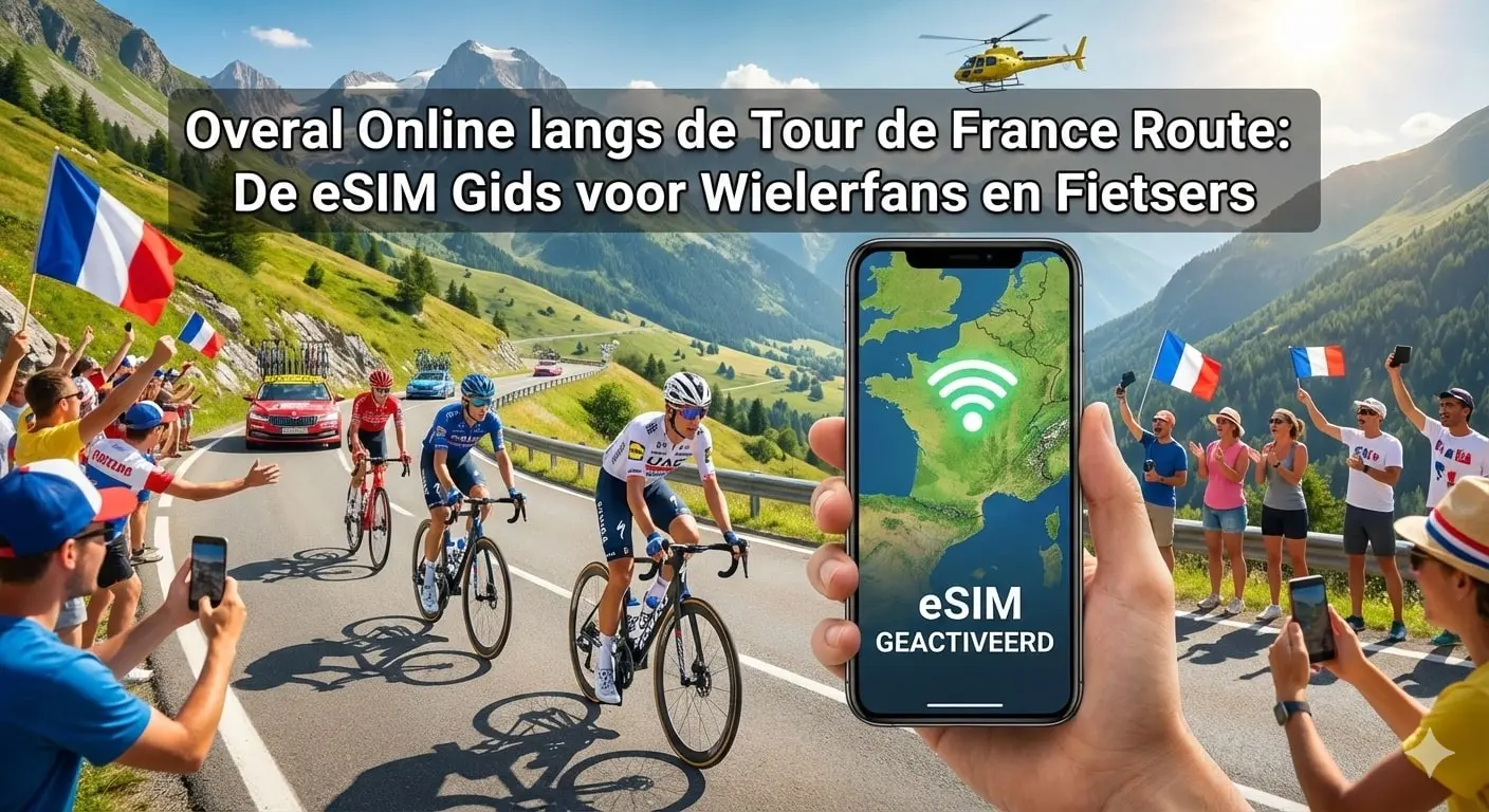 Overal Online langs de Tour de France Route: De eSIM Gids voor Wielerfans en Fietsers