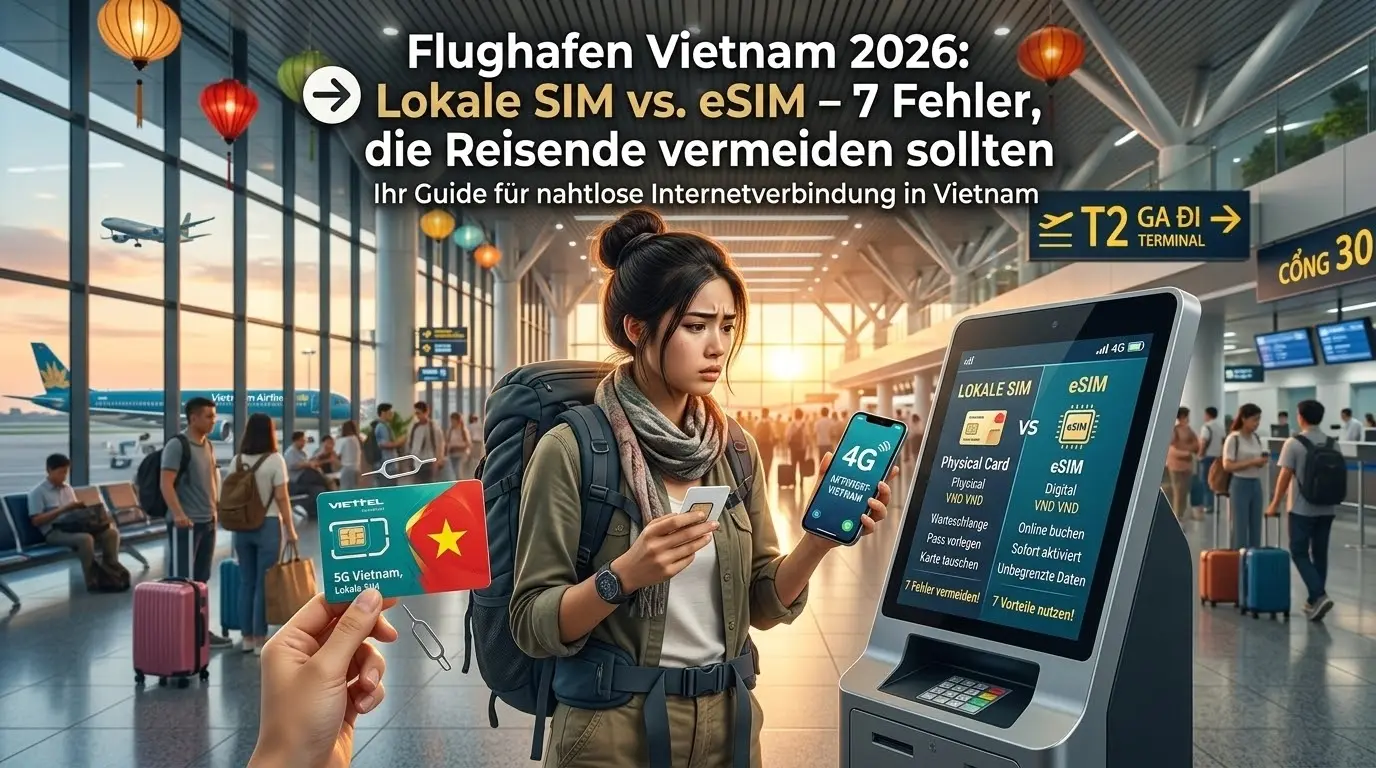 Flughafen Vietnam 2026: Lokale SIM vs. eSIM – 7 Fehler, die Reisende vermeiden sollten