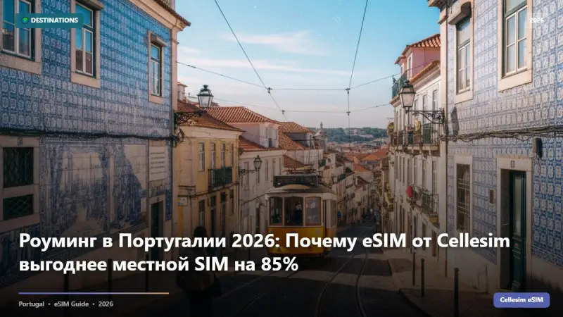 Роуминг в Португалии 2026: Почему eSIM от Cellesim выгоднее местной SIM на 85%