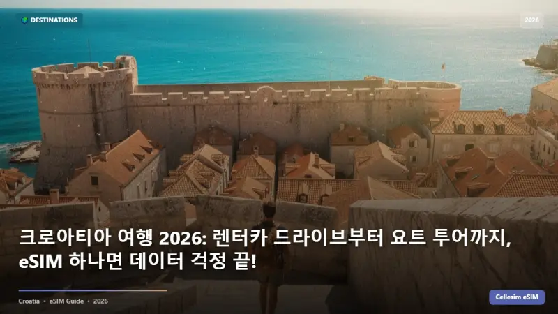 크로아티아 여행 2026: 렌터카 드라이브부터 요트 투어까지, eSIM 하나면 데이터 걱정 끝!