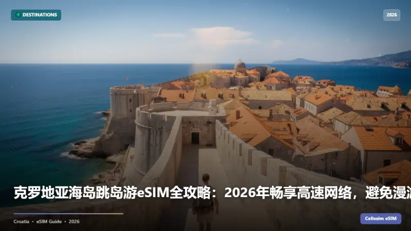 克罗地亚海岛跳岛游eSIM全攻略：2026年畅享高速网络，避免漫游陷阱！