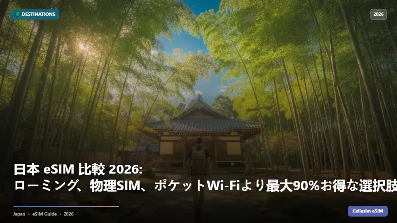日本 eSIM 比較 2026: ローミング、物理SIM、ポケットWi-Fiより最大90%お得な選択肢