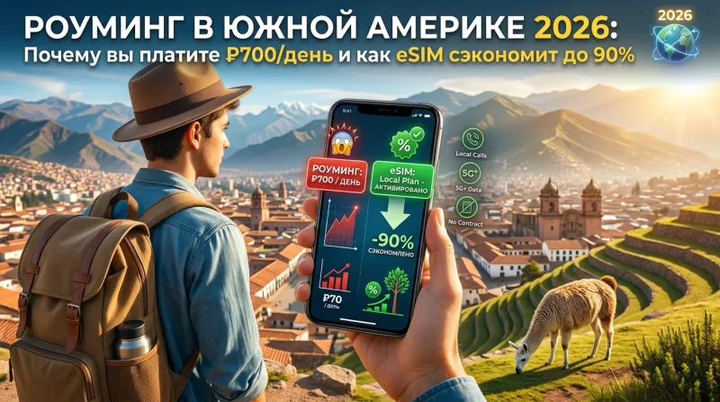 Роуминг в Южной Америке 2026: Почему вы платите ₽700/день и как eSIM сэкономит до 90%