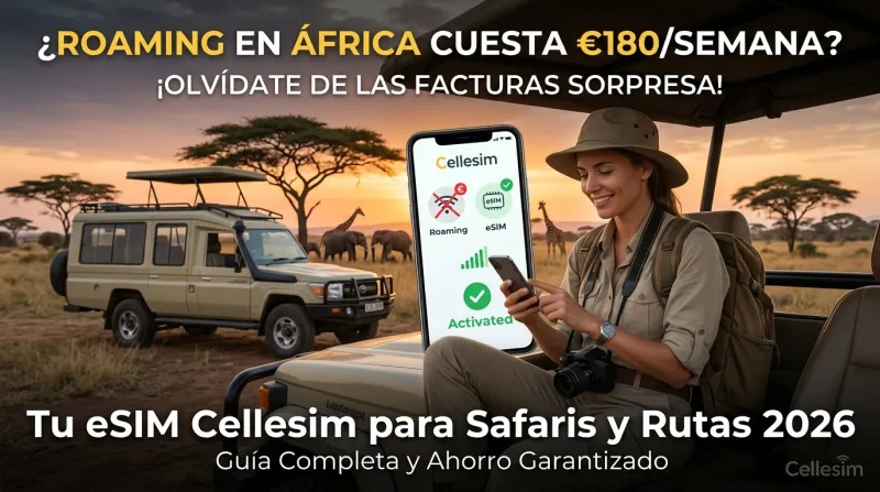 Roaming en África cuesta €180/semana: Tu eSIM Cellesim para safaris y rutas 2026