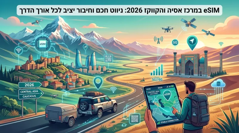 eSIM במרכז אסיה והקווקז 2026: ניווט חכם וחיבור יציב לכל אורך הדרך