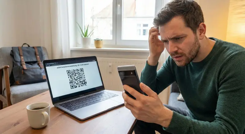 Ich habe nur ein Handy – Wie scanne ich den QR-Code? (eSIM-Installationsanleitung)