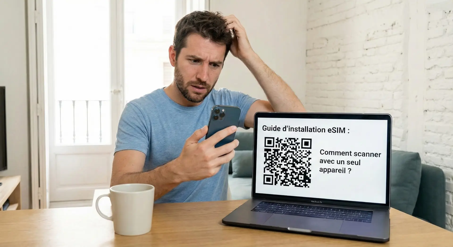 Je n'ai qu'un seul téléphone, comment scanner le QR code? (Guide d'installation eSIM)
