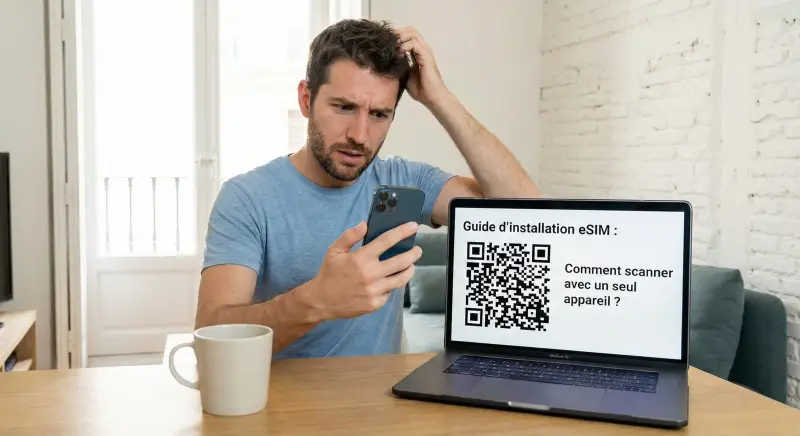 Je n'ai qu'un seul téléphone, comment scanner le QR code? (Guide d'installation eSIM)