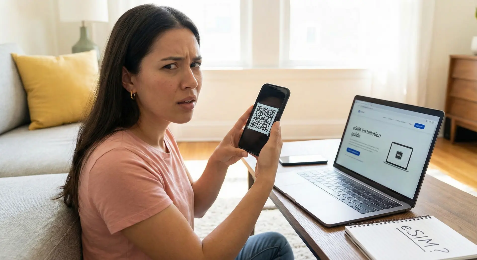 Solo tengo un teléfono, ¿cómo escaneo el código QR? (Guía de instalación de eSIM)