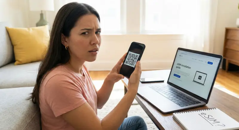 Solo tengo un teléfono, ¿cómo escaneo el código QR? (Guía de instalación de eSIM)