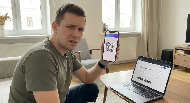 У меня только один телефон, как отсканировать QR-код? (Гайд по установке eSIM)