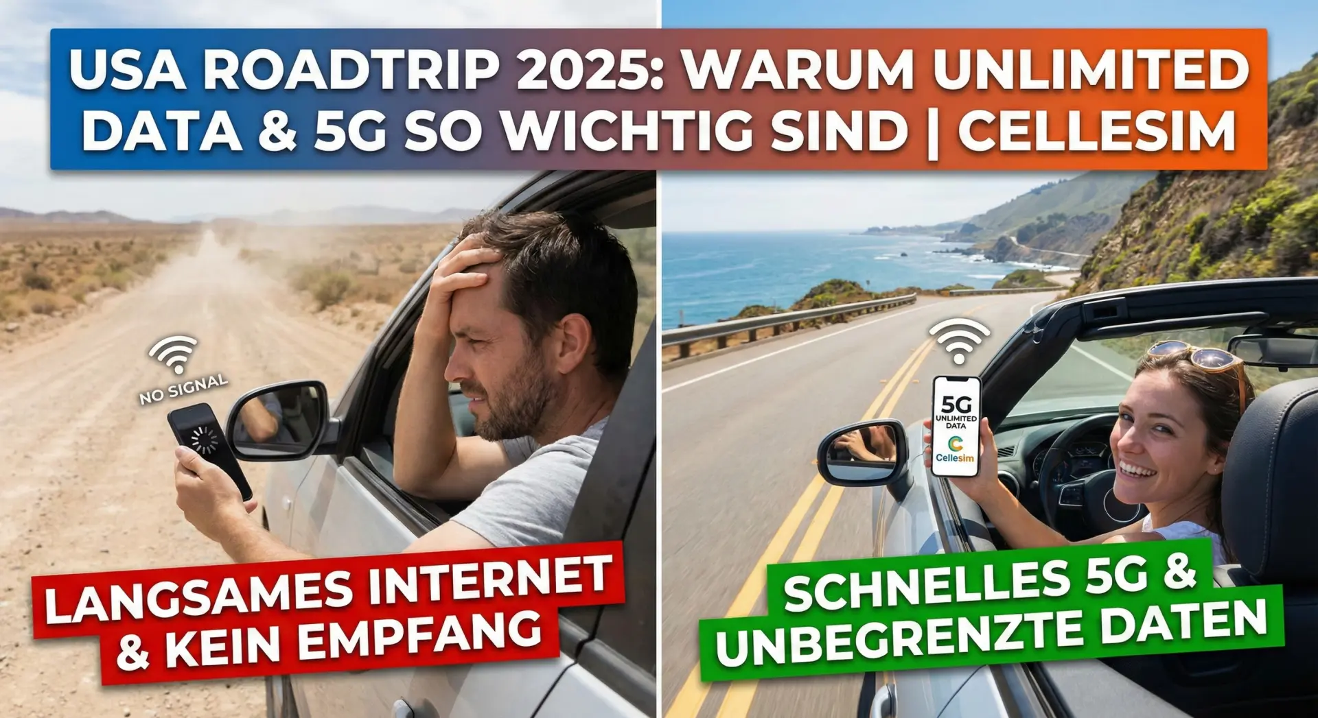 USA Roadtrip 2025: Warum Unlimited Data & 5G so wichtig sind | Cellesim