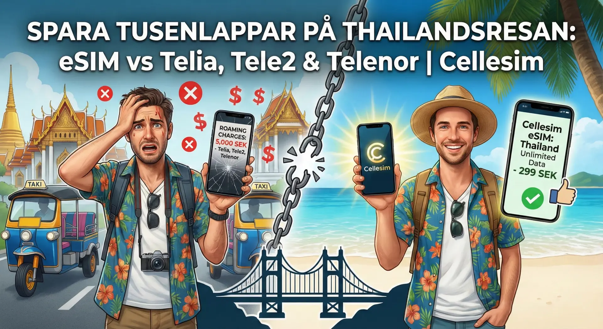 Spara tusenlappar på Thailandsresan: eSIM vs Telia, Tele2 & Telenor | Cellesim