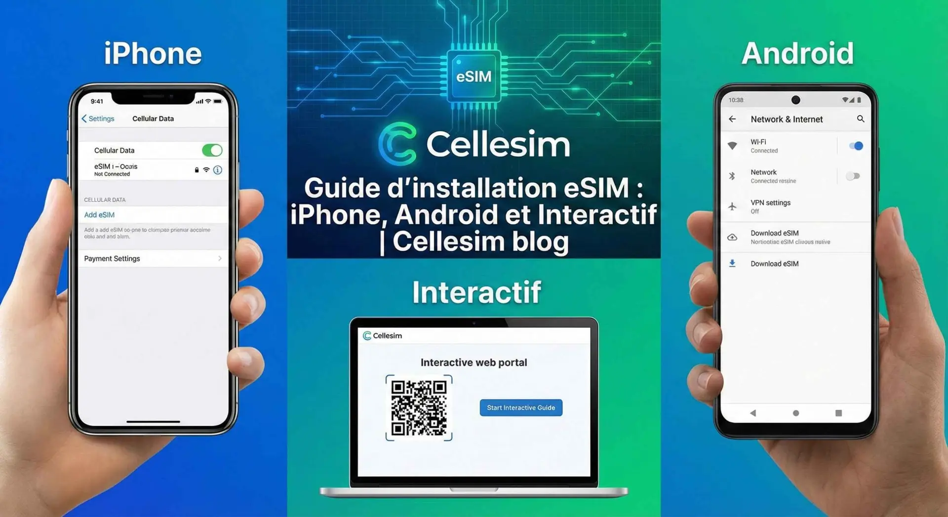 Guide d'installation eSIM : iPhone, Android et Interactif | Cellesim